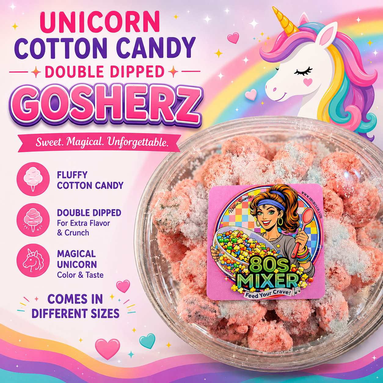 Unicorn Cotton Candy double dipped Gosherz